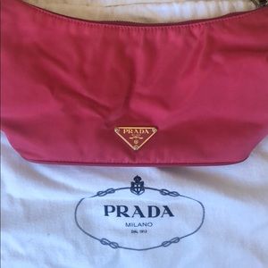Pink nylon Prada mini shoulder bag.